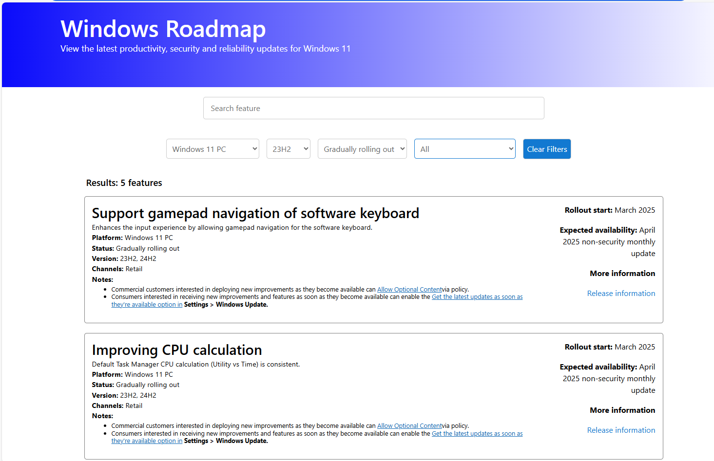Microsoft's Windows Roadmap, Mar. 2025