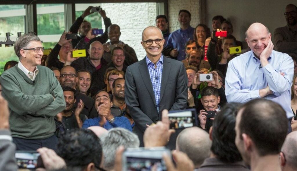 Microsoft's 3 CEOs at the event where Nadella was named CEO in 2014