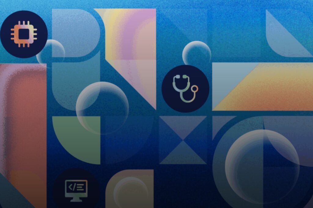 colorful diagram with icons meant to represent AI