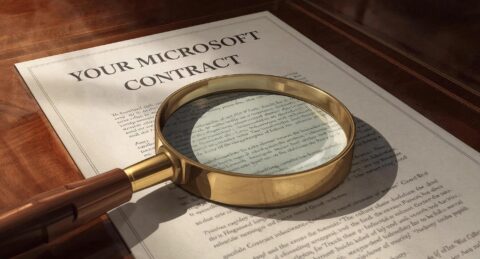 magnifying glass on top of an EA contract page