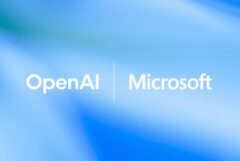 OpenAI and Microsoft logos on a blue background