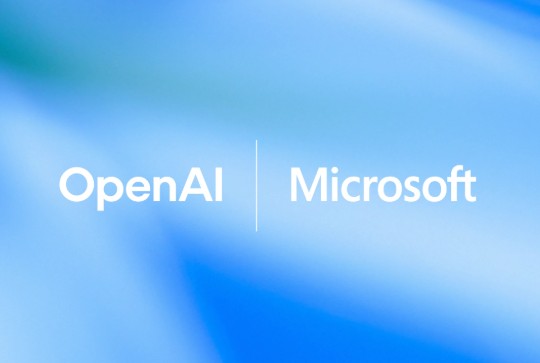 OpenAI and Microsoft logos on a blue background