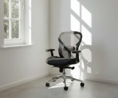 an empty office chair in an empty room