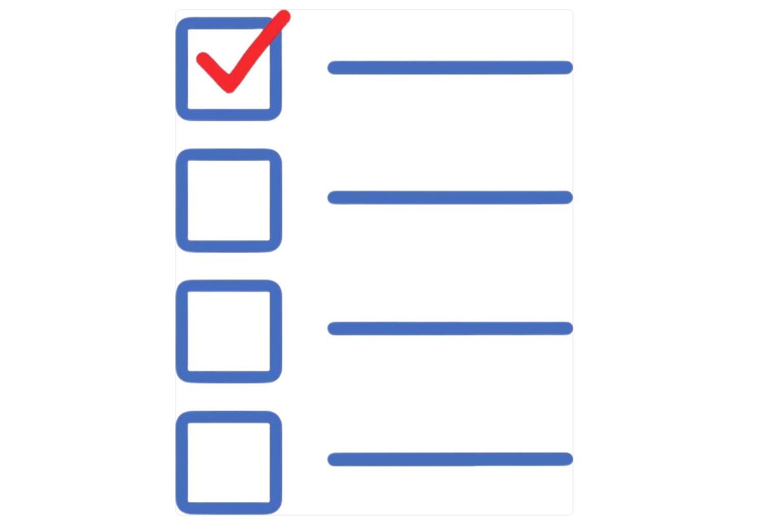a checklist with four items and the top box is checked