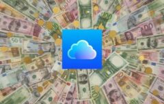 Microsoft cloud logo surrounded by currencies of all kinds