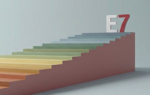 short flight of steps to an E7 logo