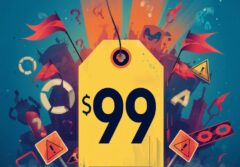 A $99 price tag with colorful icons surrounding it